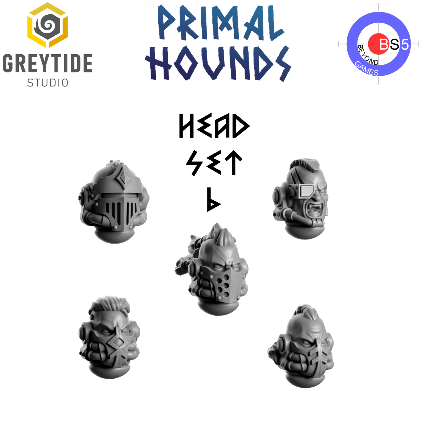 Head Set 6 - Primal Hounds - Greytide Studio
