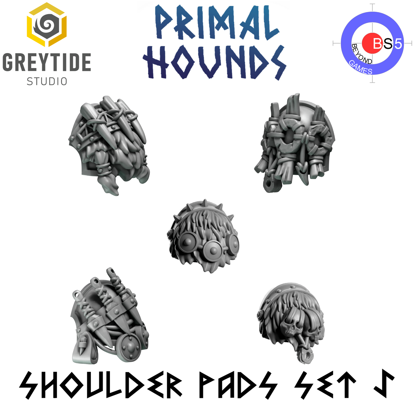 Shoulder Pads Set 5 - Primal Hounds - Greytide Studio