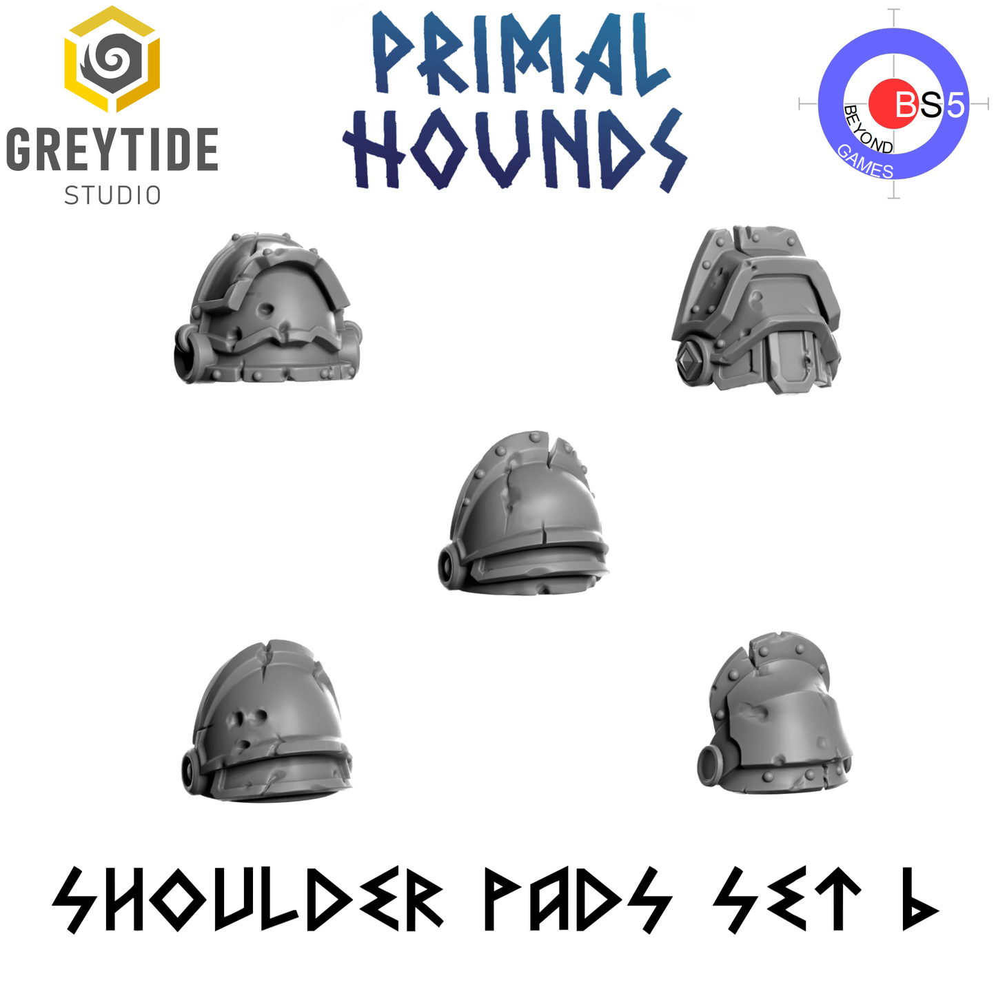 Shoulder Pads Set 6 - Primal Hounds - Greytide Studio