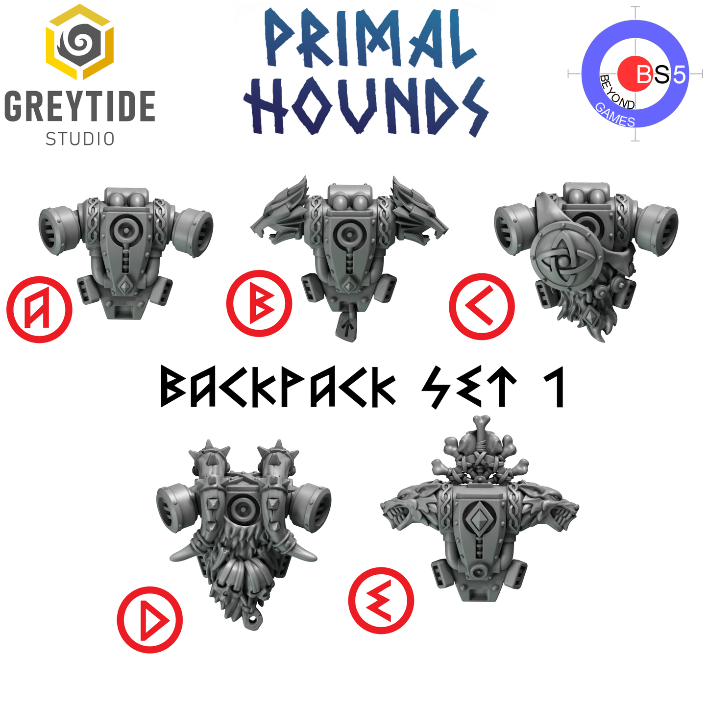 Backpack Set 1 - Primal Hounds - Greytide Studio