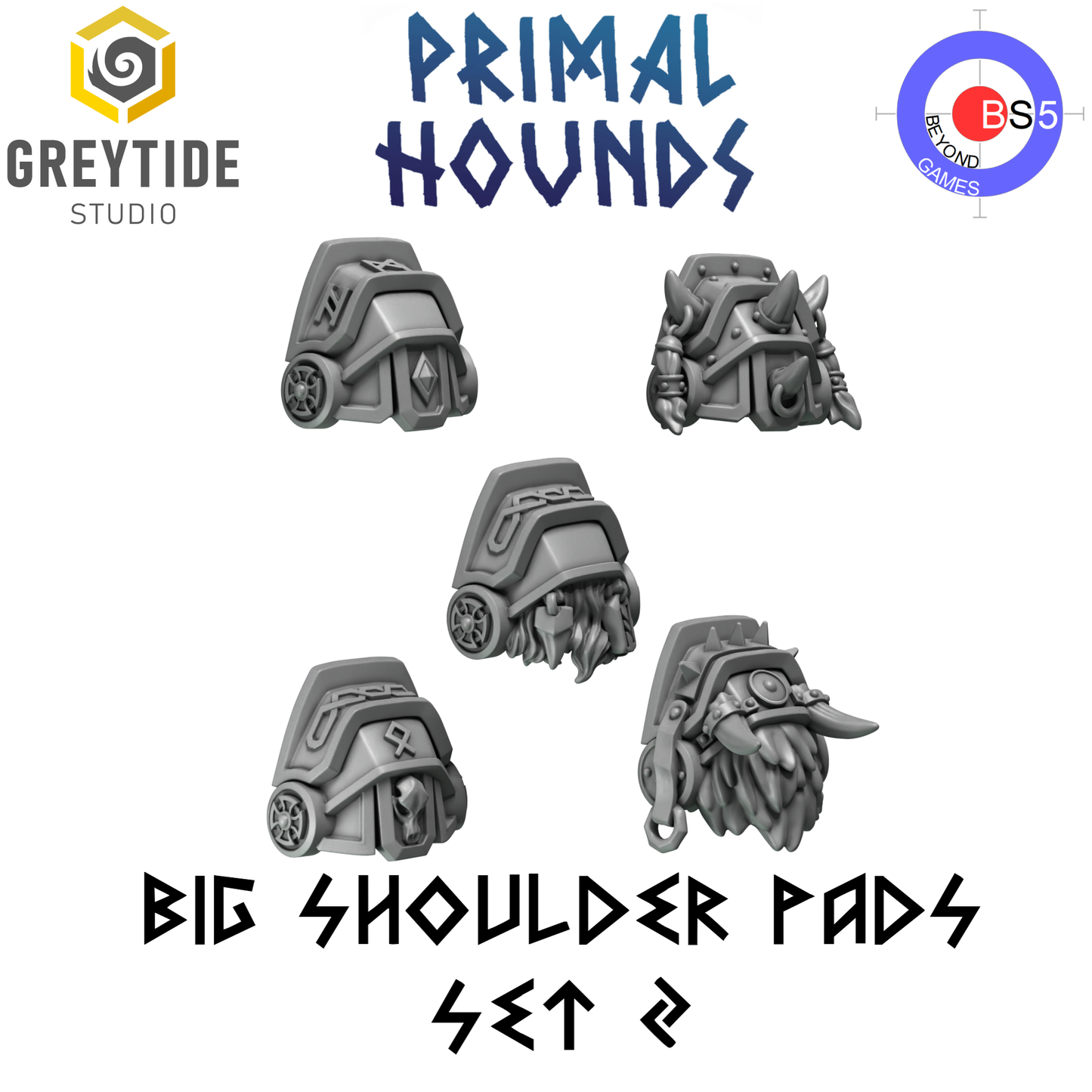 Big Shoulder Pads Set 2 - Primal Hounds - Greytide Studio