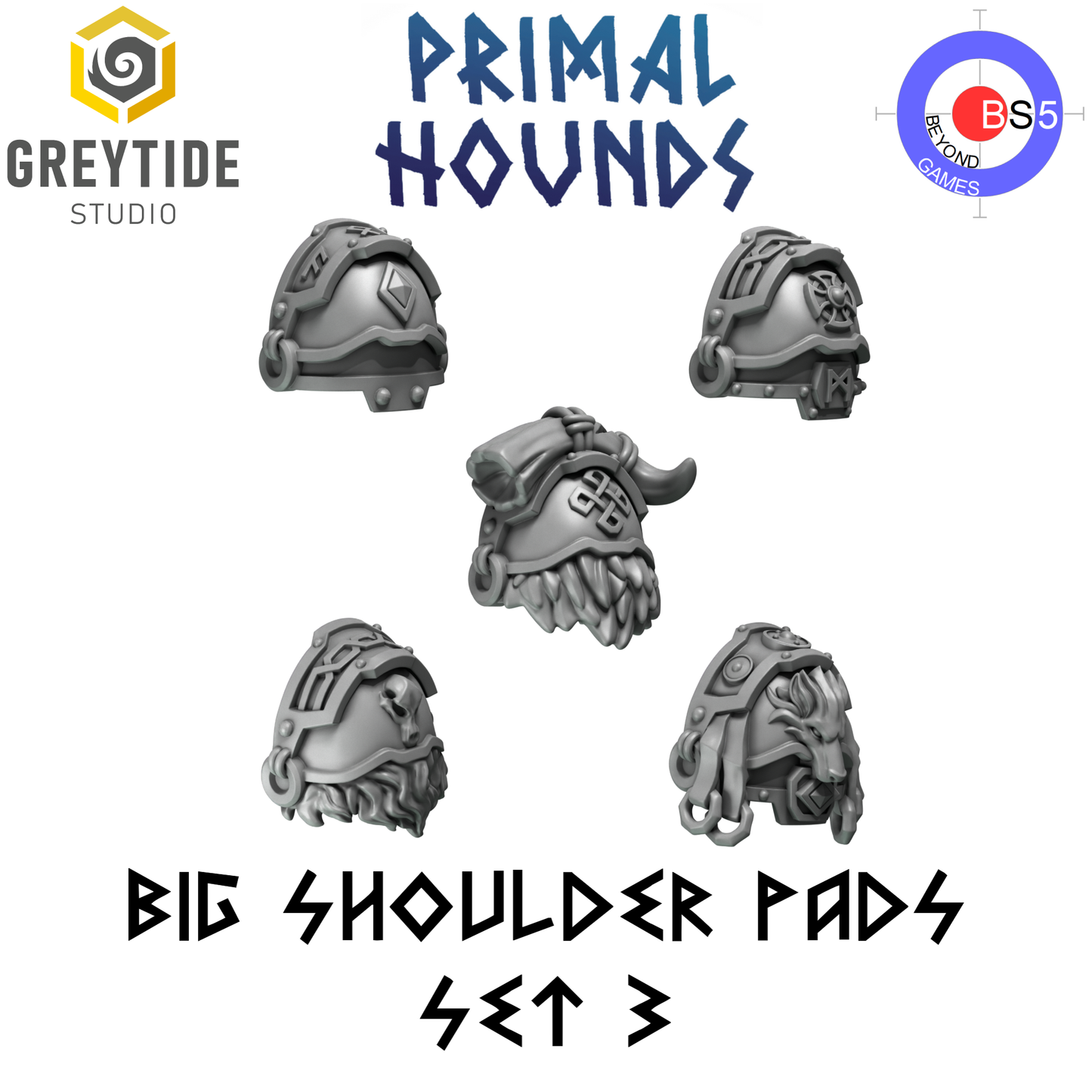 Big Shoulder Pads Set 3 - Primal Hounds - Greytide Studio