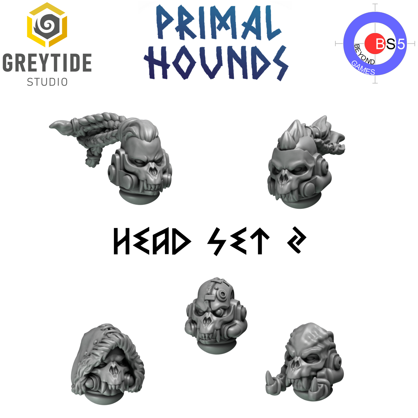 Head Set 2 - Primal Hounds - Greytide Studio