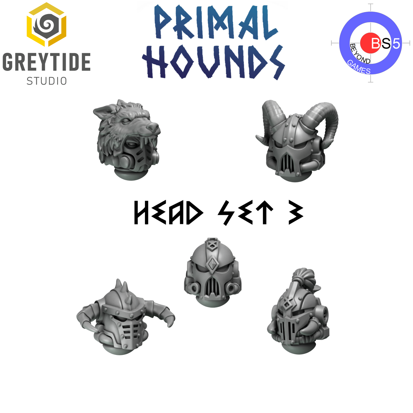 Ensemble de têtes 3 - Primal Hounds - Greytide Studio