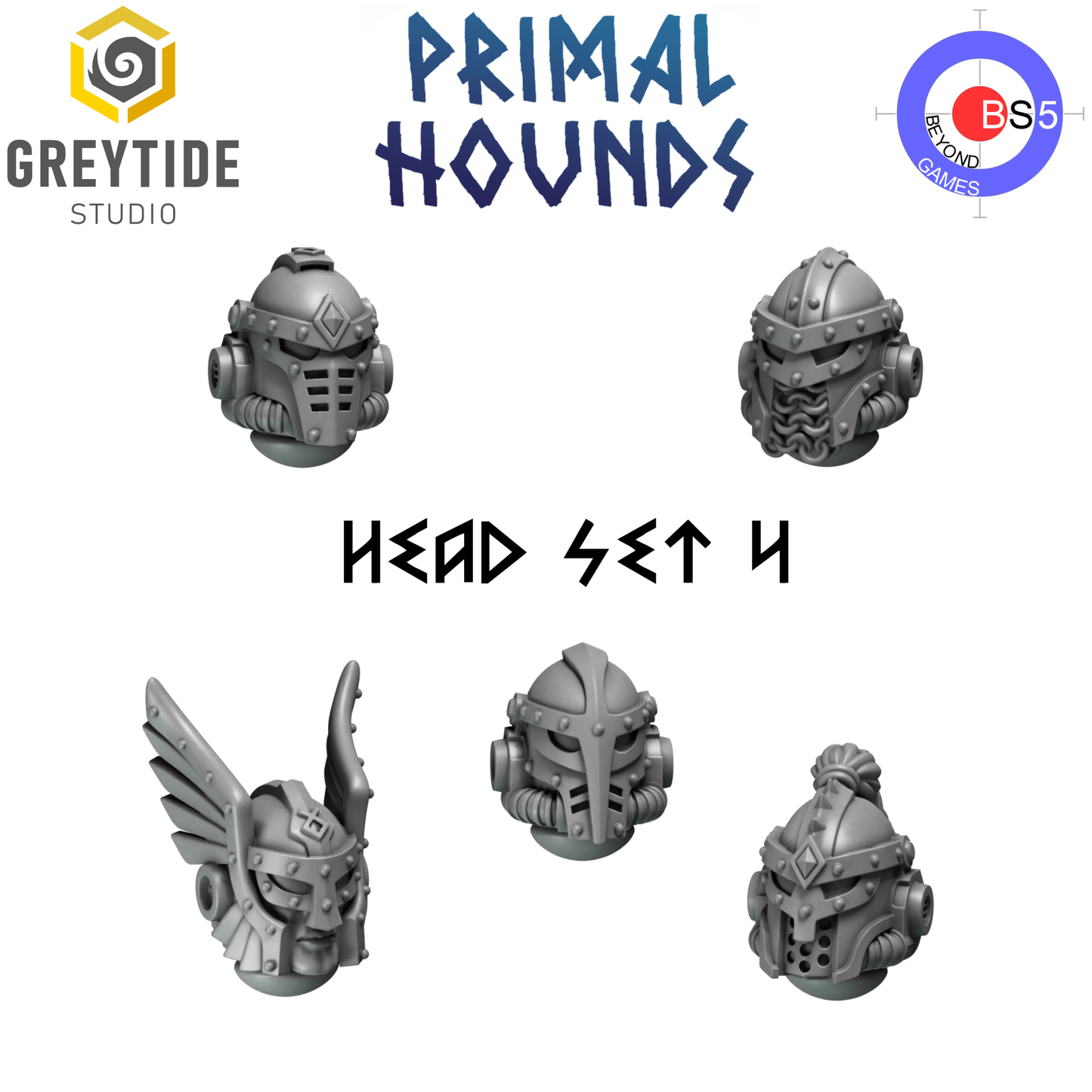 Head Set 4 - Primal Hounds - Greytide Studio