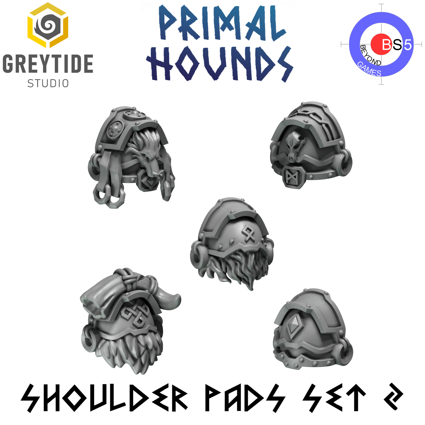 Shoulder Pads Set 2 - Primal Hounds - Greytide Studio