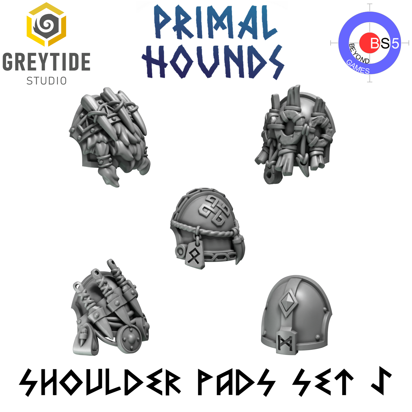 Shoulder Pads Set 5 - Primal Hounds - Greytide Studio