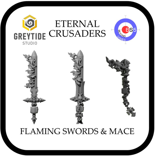 Flaming Swords and Mace - Eternal Crusaders - Greytide Studio