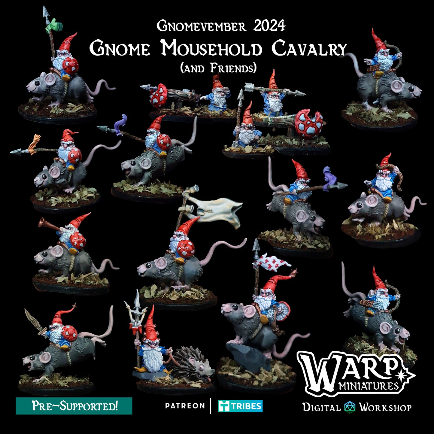 Gnome Army - Mousehold Cavalry and Friends - Warp Miniatures