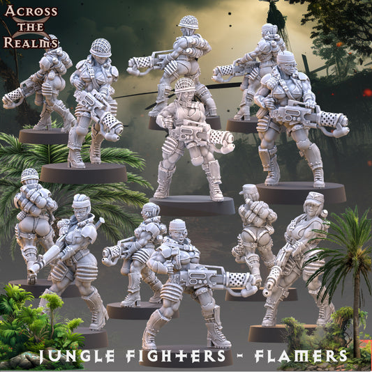 Combattants de la jungle avec des lance-flammes - Pinup Corps