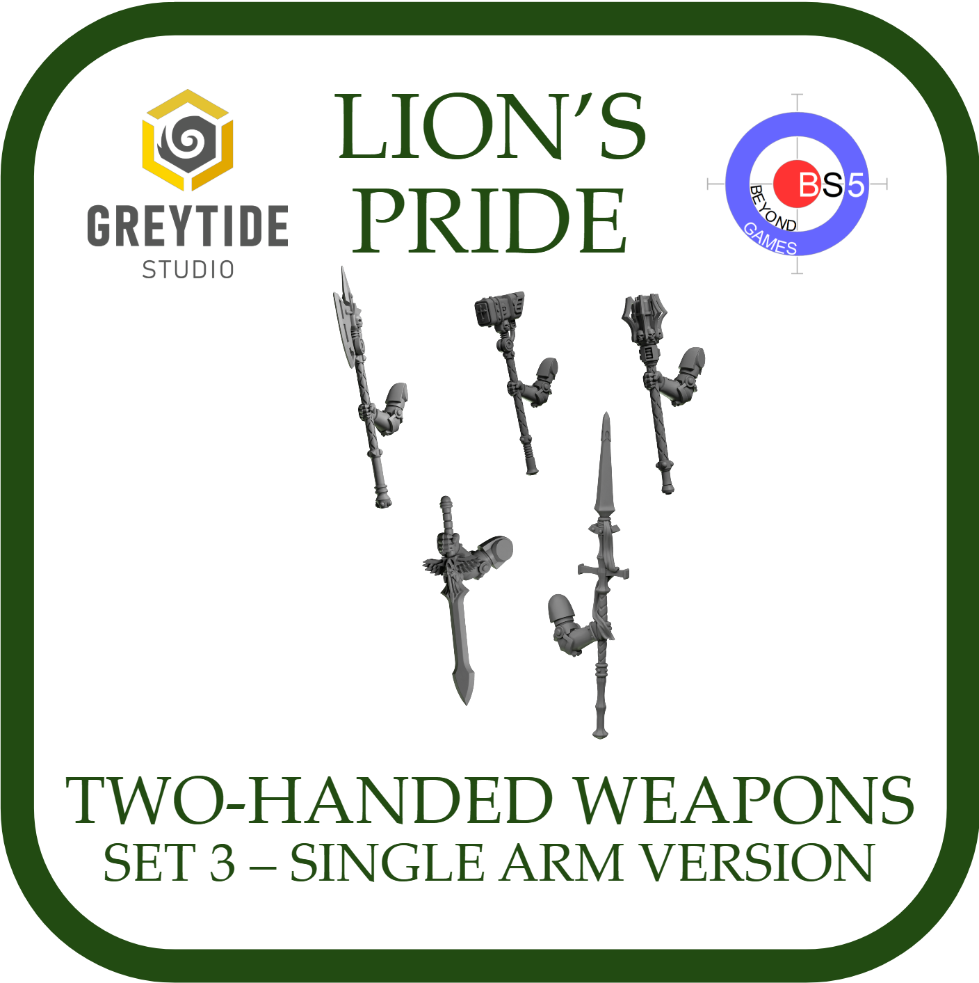 Two-Handed Weapons Set 3 - One Hand versions - Lion's Pride - Greytide Studio