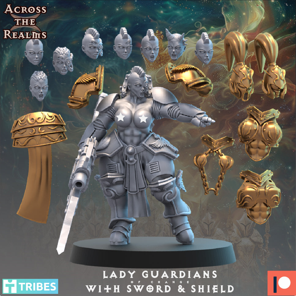 Lady Guardians with Sword & Shield - Golden Ladies of Change